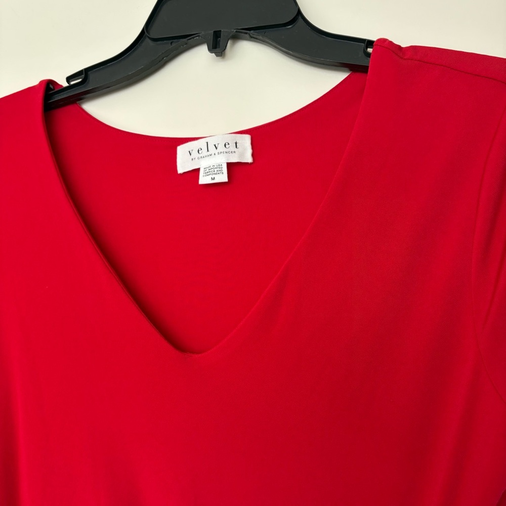 VELVET by Graham & Spencer Elegant Red V-Neck Dress - Picture 5 of 13